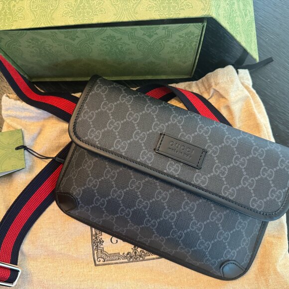 Gucci Monogram Belt Bag With Web strap - Picture 1 of 8